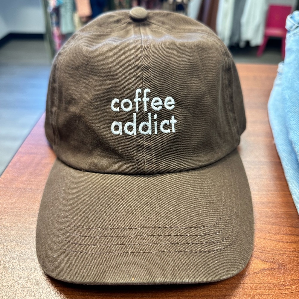 Chocolate Brown Embroidered Coffee Addict Cap baseball hat